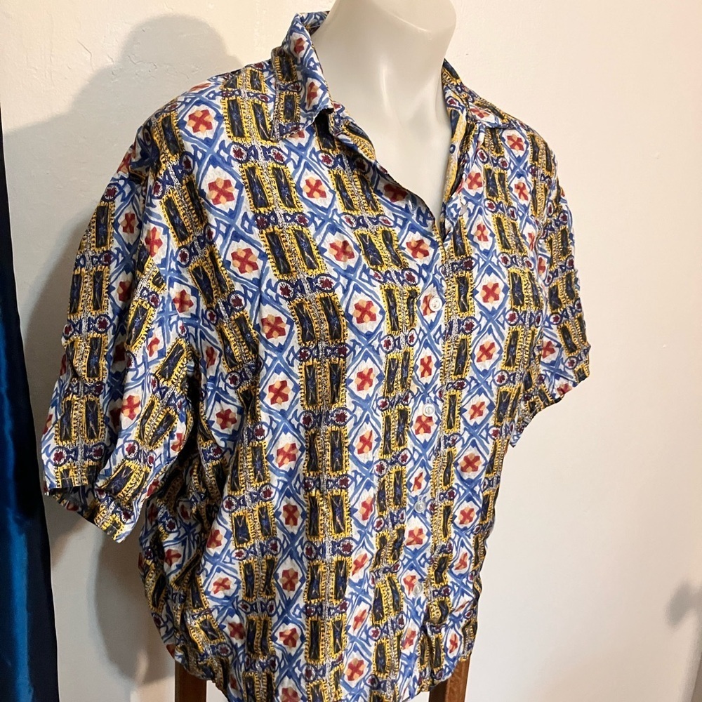 Vintage made in England Miss Selfridge Limited Edition rayon button front camp S